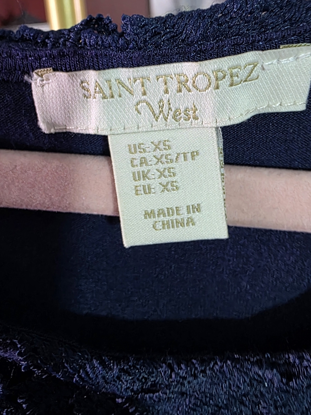 St. Tropez West Navy Crochet Lace Tank Top Sleeveless Boho XS - Picture 2 of 8